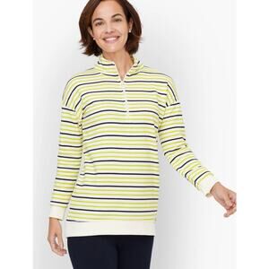 Talbots Stripe Classic French terry half- zip pullover - size M - G19